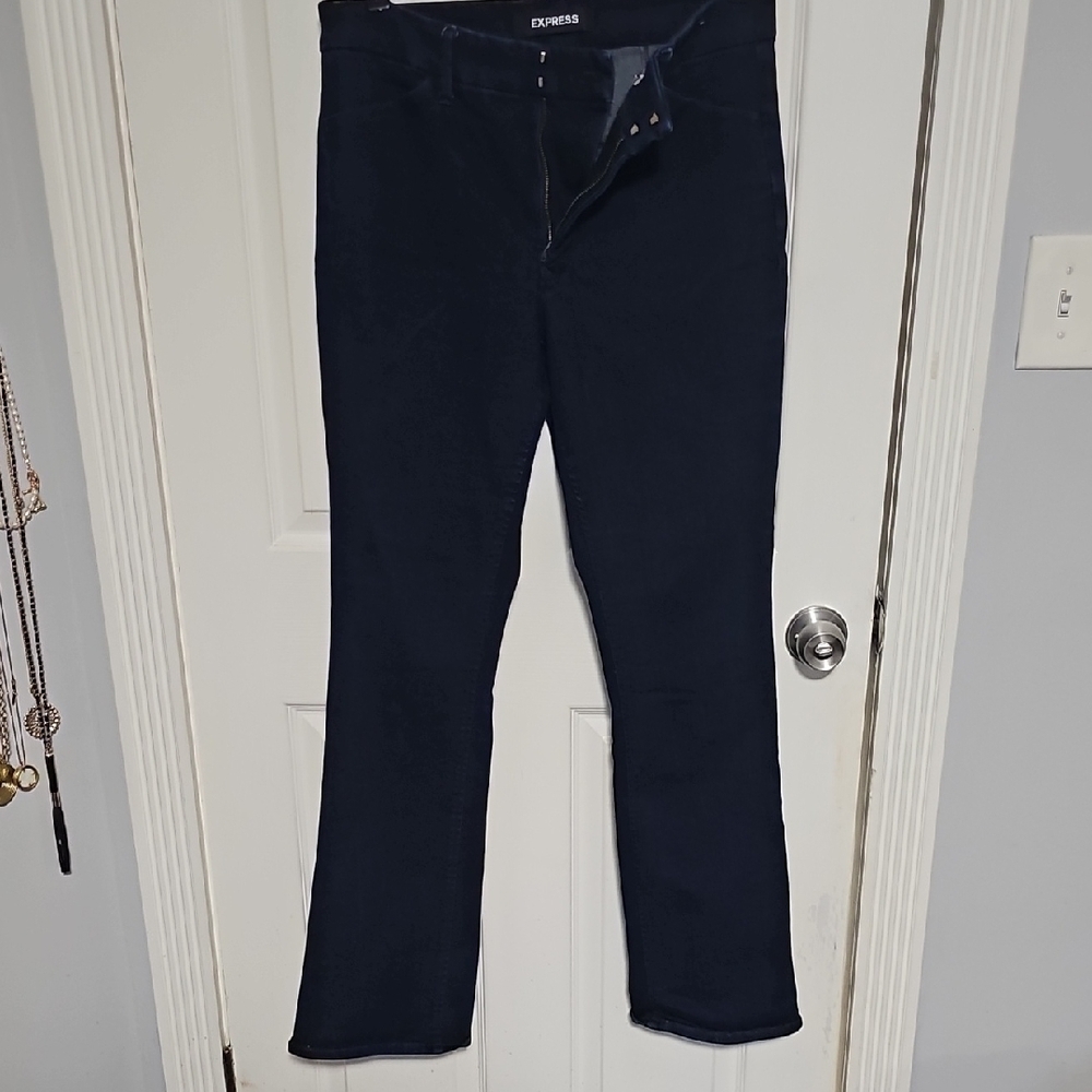 Express Women's  Barely Boot Cut High Rise Dark Jeans Size 12.